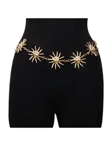 New atmospheric metal sunflower waist chain for women boho adjustable dress waist decoration single layer high-end chain belt accessories