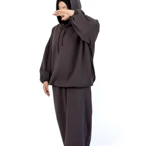 Asuma Hoodie Womenswear Adjustable Modest Oversized Pockets Sleeve Fit Embroidery Streetwear  Sweatshirts Tops Pullover