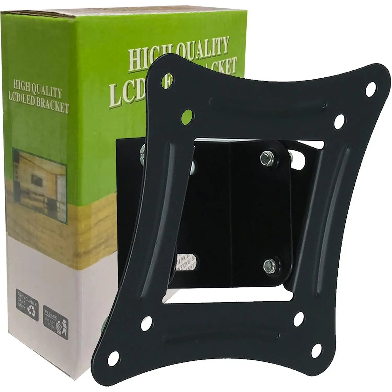 Durable Wall Mount for 14-26 in Monitors & Small TVs, Space-Saving Adjustable Low Profile with Quick Release Tilt, 44lbs Max Load, 100x100mm Max Compatibility, Easy Mounting for Bedrooms, Black