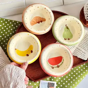 4Pcs Creative Cute Fruit Croissant Ceramic Sauce Dishes Household Seasoning Dish Snack Plates Fruit Sushi Bowl Kitchen Tableware Home Dinnerware Set