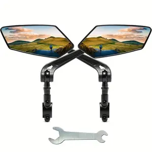 Mountain Bike Rearview Mirror Electric Bike HD Flat Reflective Mirror for Handlebar Safety & Visibility Universal Fit Glass Accessories，Handelbar Mirror，Bike Mirror
