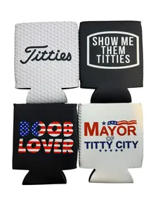 I Love Titties Bundle Can sleeve Set Of 4 beer can holder sleeve boating Coolie Drinkware Beverage Mug Tumbler Portable Bottles Cup funny gift