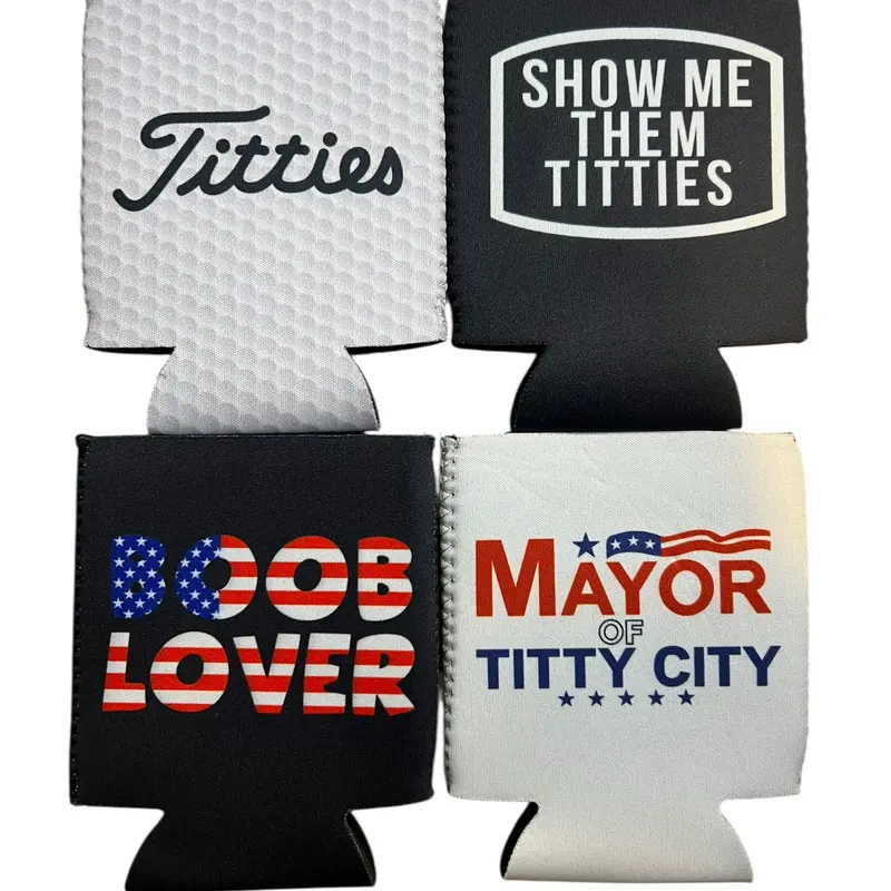 I Love Titties Bundle Can sleeve Set Of 4 beer can holder sleeve boating Coolie Drinkware Beverage Mug Tumbler Portable Bottles Cup funny gift