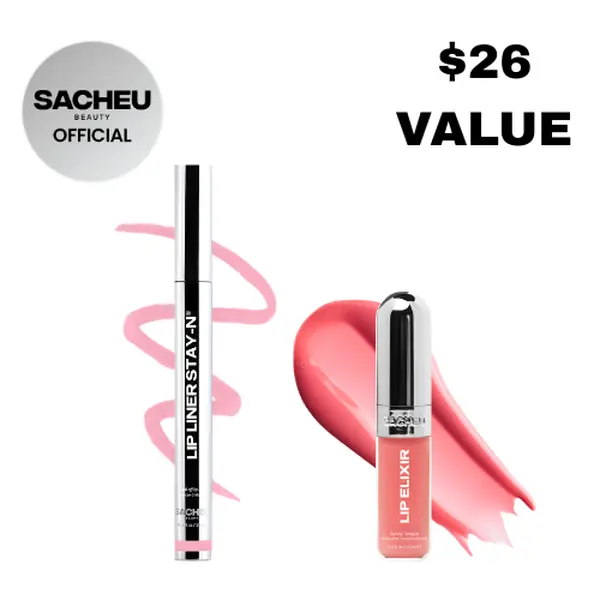 sacheu Build Your Own Line & Shine | Lip Liner STAY-N + Lip Gloss Duo | Pick Shades For Your Perfect Lip Combo