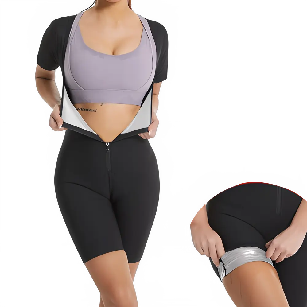 "Women's Long Sleeve Zipper Sauna Sweatshirt-Thermal Workout Top"