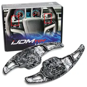 iJDMTOY Forged Caron Fiber Pattern Style Larger Paddle Shifter Extensions For Chevrolet 2012-15 Camaro, 2016-19 Cadillac CT6 XT5, Buick Regal Lacrosse, etc