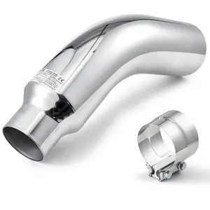 VEVOR Elbow Exhaust Tip, 4 Inch Inlet, 6 Inch Outlet, 23 in Overall Length, Chrome Turn Down Exhaust Tip with Clamp for Truck, Sedan, Sports Car, SUV, Chrome Structure for High Temperature Resistance