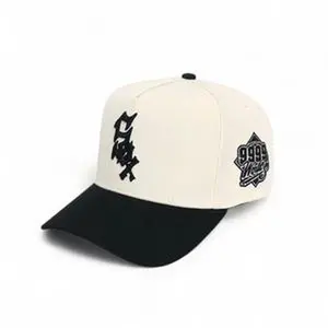 SATIN GRAY UNDER BRIM REMASTERED SOX CUSTOM 9999 WS HAT SNAPBACK Cream/Black with Black Brim and Logo Patch