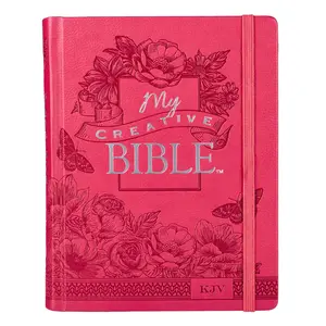 Bright Pink Faux Leather Hardcover KJV My Creative Bible Art Reflection Religious Spiritual Illustrations Notes