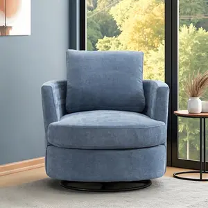 31.9" Chenille swivel accent barrel chair, comfy round accent sofa, 360 degree club chair, leisure arm chair for bedroom, living room, lounge, hotel and office