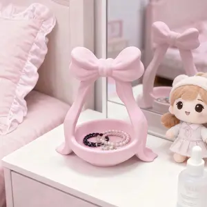 Girls' Heart Bow Jewelry Tray Ornament, Home Jewelry Organizer, Jewelry Storage Box, Jewelry Storage Unit, Cute Decorative Accessory for Girls, Perfect Gift Idea for Special Occasions
