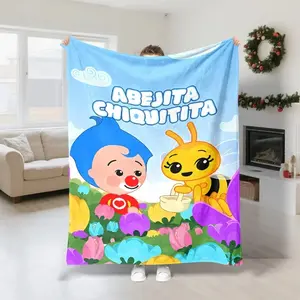 1PC - Cute cartoon patterned blanket gift, soft and comfortable flannel blanket that can be used all year round, suitable for sofas, beds, offices, travel, and camping, Soft Lightweight Blanket