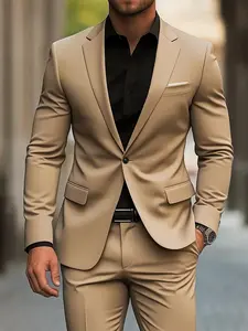 Men'S Suits 2pcs Classic Tuxedo Suit Set - Men'S Formal Wear - High-Quality, Comfortable Fit, Stylish Lapel Jacket and Pants Combo, Elegant Suit for Weddings, Parties, Formal Events, Business Meetings & Special Occasions