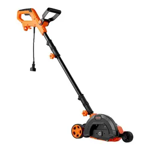 12Amp Motor Lawn Edging Tool - 8-in 65 Mn Steel Blade, 4000 RPM, 3-Position Adjustable Cut Depth, Pivoting Handle, Dual Wheels, Suitable for Lawns, Driveways, Soil Conditions