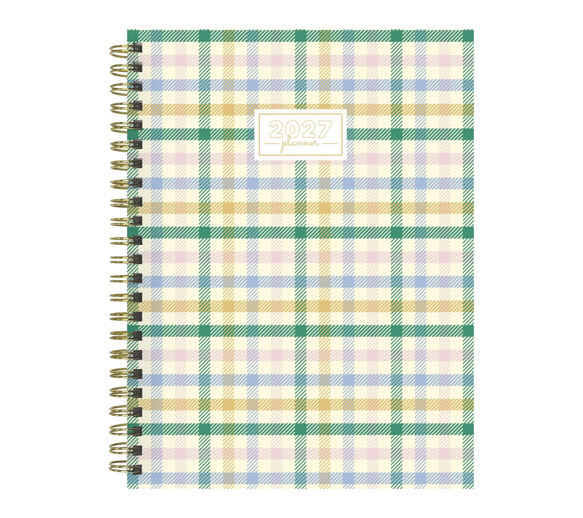 2027 Pastel Plaid Medium Weekly Monthly Planner