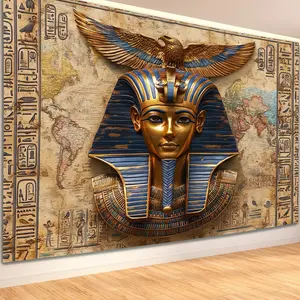 1 Sheet, 3D Pharaoh Winged Wall Tapestry - Vintage Style Polyester Home Decor for Living Room, Indoor and Outdoor Parties - Unique Gift Idea