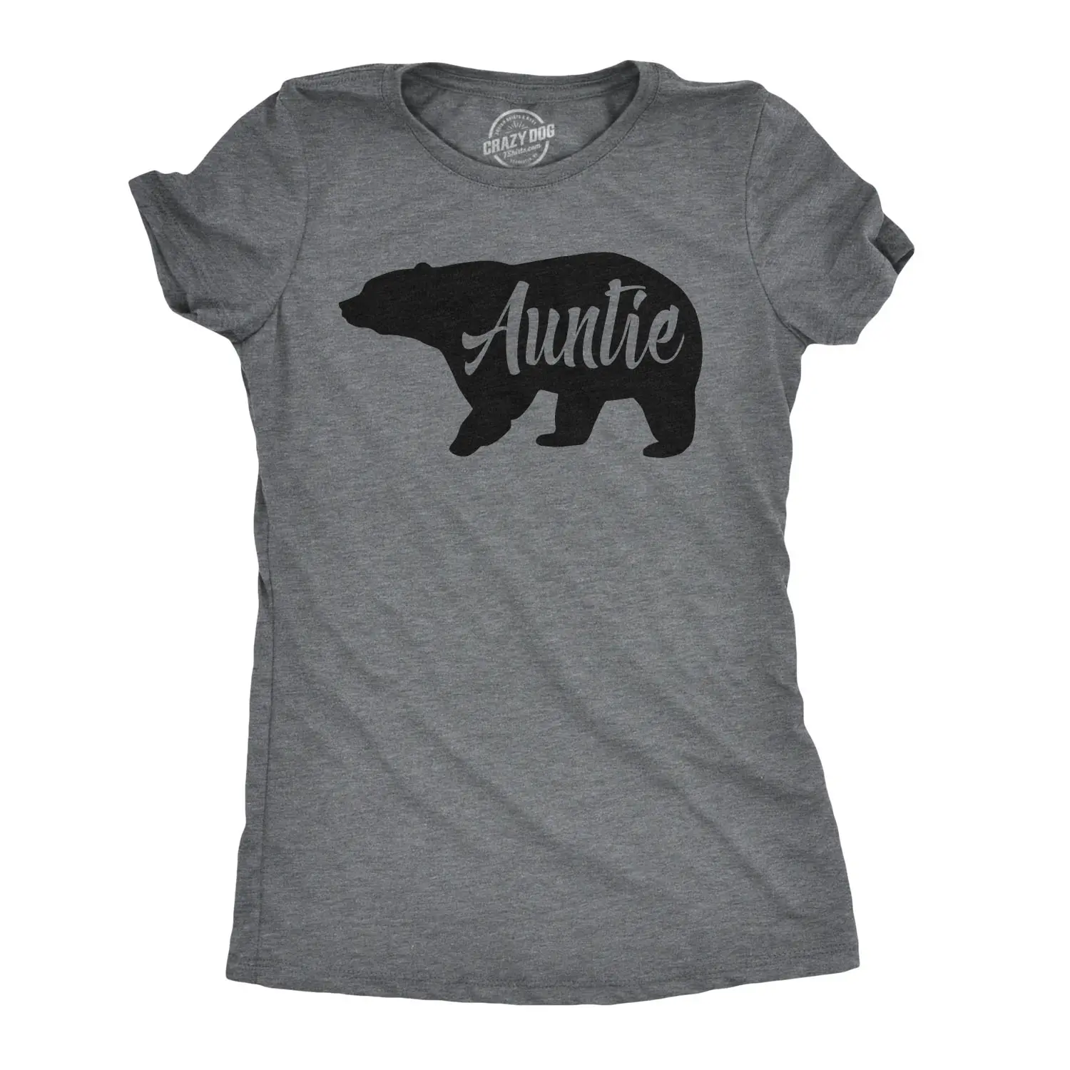 Womens Auntie Bear T Shirt Cute Adorable Family Tee for Ladies Funny Womens T Shirts Cute Vintage Fashion Casual Ladies T-Shirt Gift Animal Tops for Women Funny Aunt Top Women's Novelty Tees Dark Grey