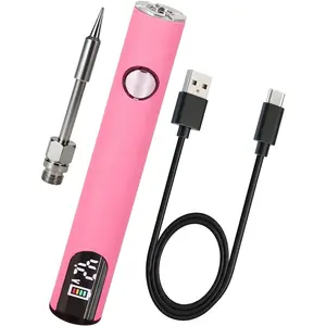 Universal Portable Soldering Iron with Display, Rechargeable Cordless Soldering Iron with Built-in Battery, Ideal for Appliance Repair, (Pink)