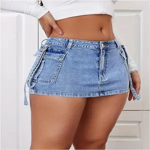 2024 New fashion all-in-one elastic waist short skirt denim short skirt woman