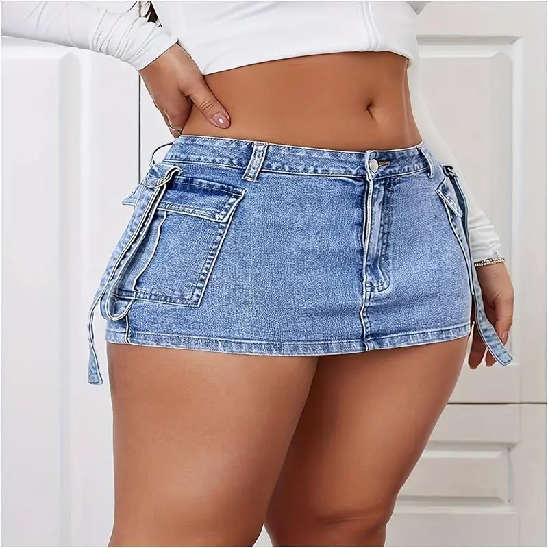 2024 New fashion all-in-one elastic waist short skirt denim short skirt woman