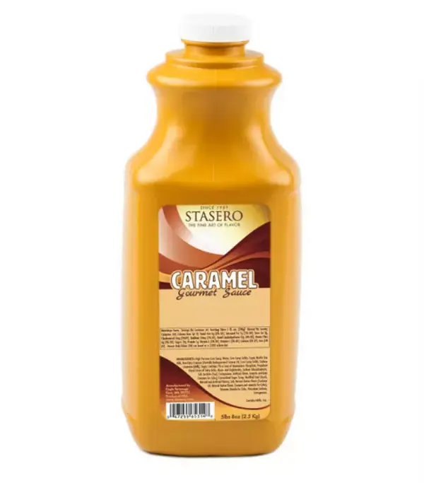 Stasero Caramel Gourmet Sauce 5lbs 8oz 2.5 Kg Rich Intense Flavor Creamy Chocolaty Ideal for Coffee Drinks Milkshakes Dessert Toppings