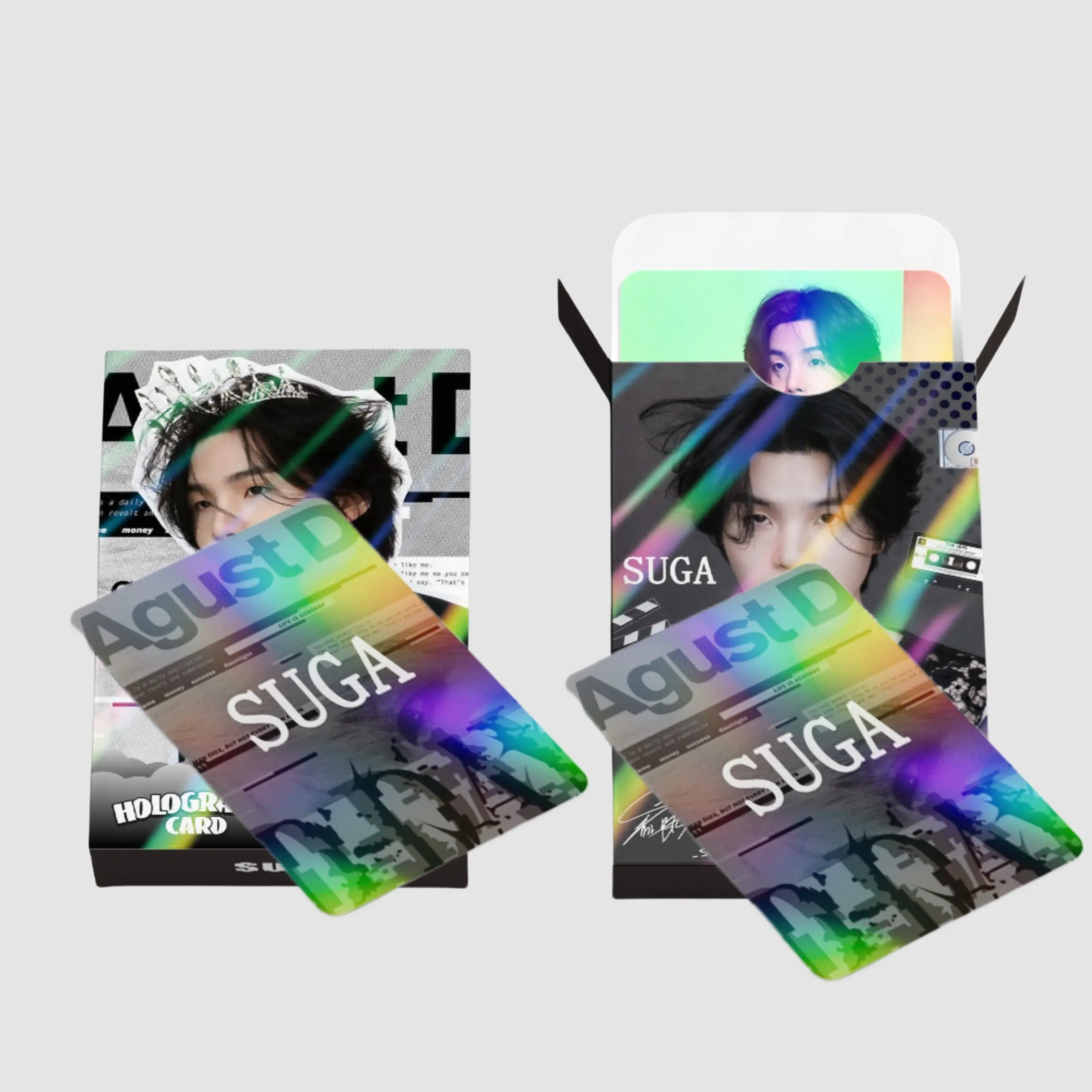 124 Pcs Bl Group Suga Decorative High Adhesive Craft Stickers Kit & Dual-Sided Star Photo Cards, Perfect for Room Decoration, Christmas & Halloween Gift Sticker Collage Pack, Diy Decorative Stickers, Diy Crafts Stickers, Sticker Set