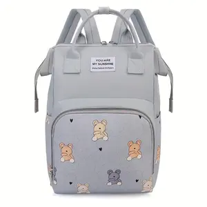 Fashionable Spacious Mommy Backpack - Multifunctional Portable Diaper Bag, Practical Pockets, Oxford Fabric, Suitable for Strollers
