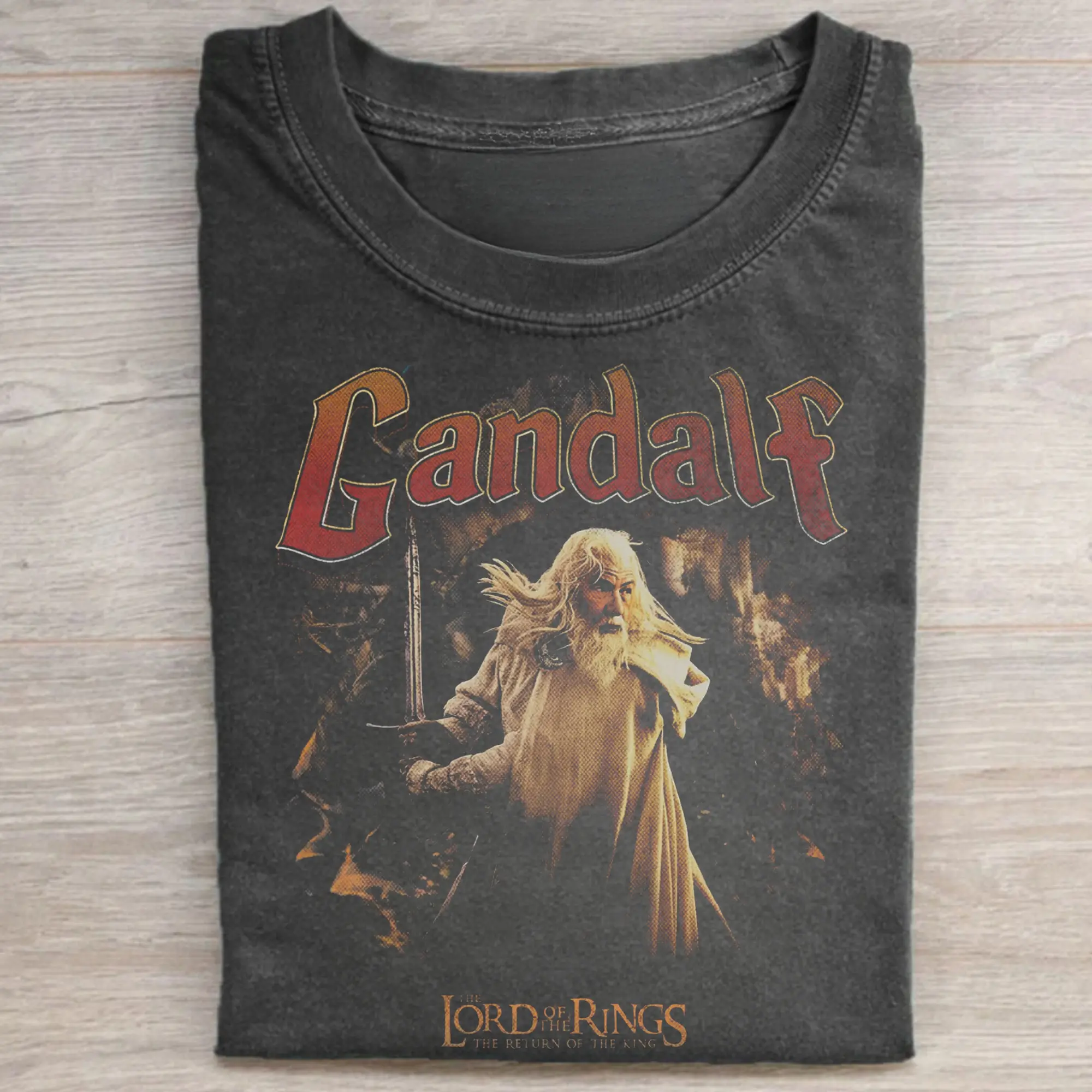 Gildan Men's Fitted Round Neck Graphic T-Shirt - Vintage Lord of the Rings Gandalf the Grey Short Sleeve Menswear Casual Top for Book Lovers, Tshirt, Graphic T Shirts, Lord Of Rings, Fitted Cut, Crew Neck, Shortsleeve, Graphic Print