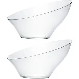 Disposable Angled Plastic Bowls Round Medium Serving Bowl, Elegant for Party, Snack, or Salad Bowl, Clear Pack of 4