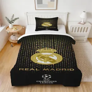 Real Madrid CF Comforter Set (2/3 Piece, Includes 1 Comforter + 1/2 Pillowcases), Multiple Logo & Trophy Designs Available, Football Soccer Team Bedding Set for Teens, Adults & Fans, Bedroom Decor