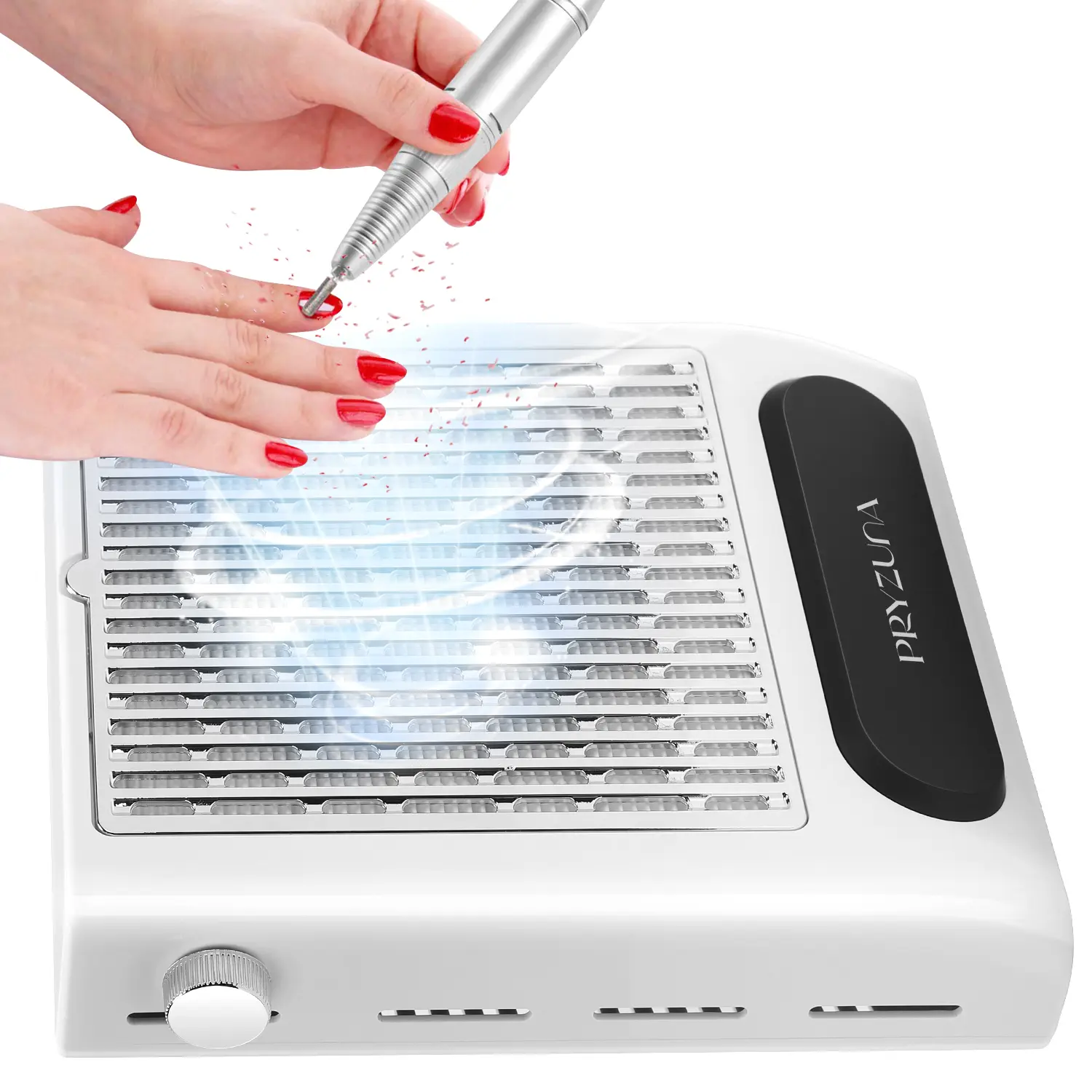 Nail Dust Collector with Adjustable Suction, Comfortable Silicone Hand Pillow, Reusable Filter, Low Noise & Low Heat, Professional Nail Vacuum Cleaner for Acrylic Nails & Gel Nails, Electroplated ABS Nail Dust Extractor for Salon & Home Use