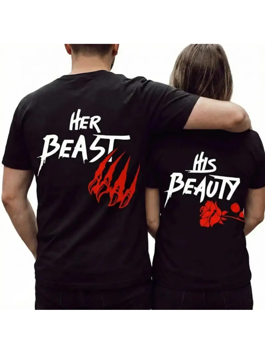 (1 Shirt Only) Her Beast His Beauty Couple T-Shirt, Matching Couples Outfits, Beauty Beast Love Graphic Tee, Romantic Relationship Shirt, Valentine Gift For Couples, Anniversary Couple Present, Cute Love Apparel