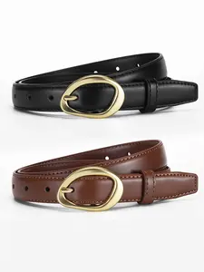2pcs Women's Premium Alloy Buckle Belts, Stylish Casual Belts in Two Colors, Perfect for All Seasons and Casual Dress Belt, Casual Waist Belt