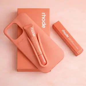 Peptide Lip Gloss Holder iPhone Case with Lipstick Set for iPhone 15/14/13/12, Soft Silicone Protective Phone Cover, Shockproof Camera Protection, Cute Gift for Women & Girls