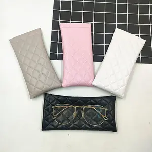 Portable Soft Glasses Case 4PCS – Cute PU Leather Sunglasses Pouch, Slim Pocket Eyewear Organizer with Squeeze Open Design