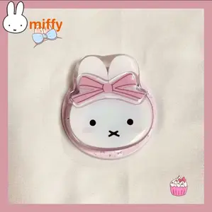 Kawaii Miffyi Bow Rabbit Magnetic Phone Stand | Cartoon Telescopic Portable Stand Magnetic Mobile Phone Airbag Stand Girl Birthday Gift