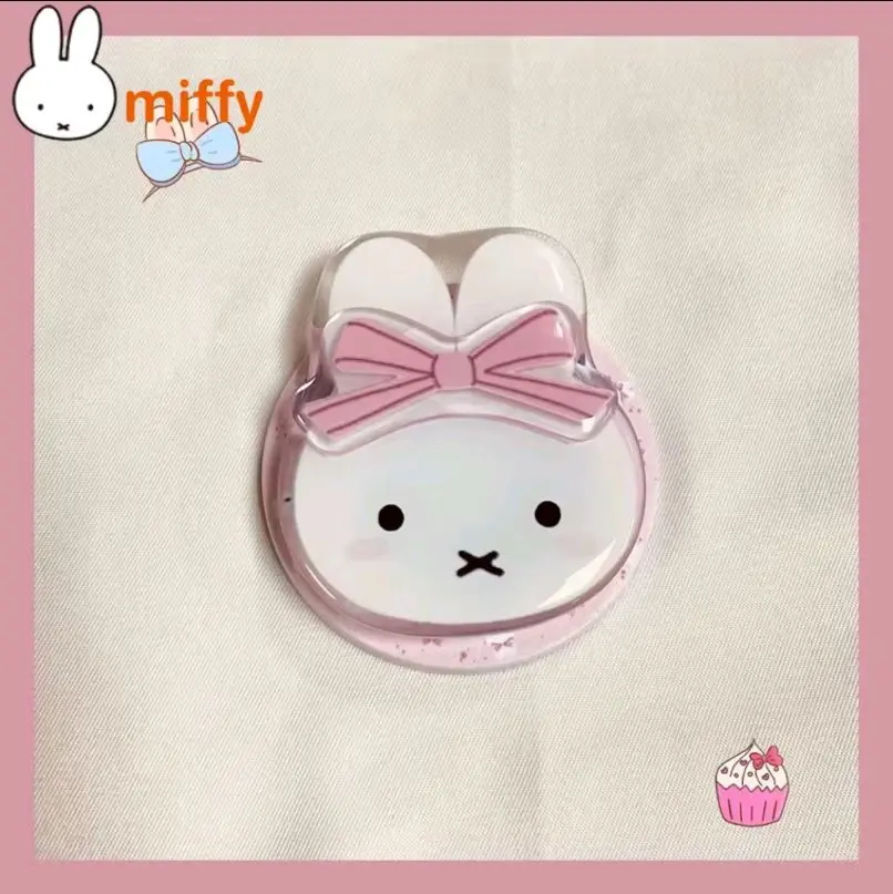 Kawaii Miffyi Bow Rabbit Magnetic Phone Stand | Cartoon Telescopic Portable Stand Magnetic Mobile Phone Airbag Stand Girl Birthday Gift