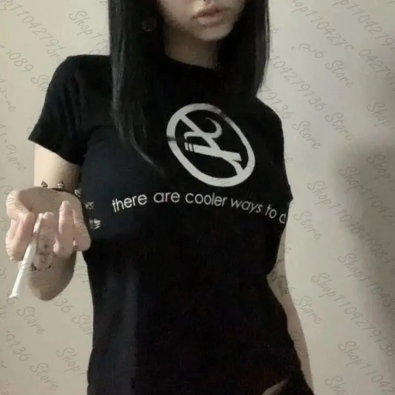 Goth Letter Baby Tee, Y2K Graphic Shirt, Vintage 90s, Grunge, Emo Girl, Gothic, Aesthetic, Streetwear, 2000s Style, Harajuku, Alternative Fashion, Women Clothing, Gift for Her