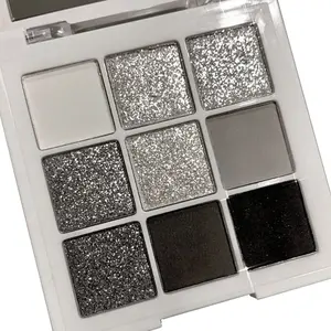 Black Grey Silver Smoky Eyeshadow Palette,9 Colors Matte&Shimmer Eye Makeup Palette,Goth Eye Shadow Pallets for Women,Waterproof Cool Eye Shadow Palette Makeup with Prism Mirror