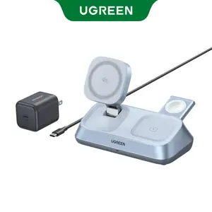 UGREEN 25W Qi2 Certified 3-in-1 Magflow Wireless Charging Stand, Magsafe Fast Wireless Charger for iPhone 17/16/15/14/13/12, AirPods and Apple Watch, Desk Stand with Adjustable Angle,（No battery）TikTokShopBlackFriday ,Tiktokshopstockup