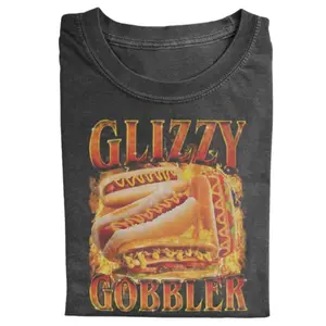 Glizzy Gobbler Hot Dog Graphic Tee, Funny Foodie Shirt, Vintage Streetwear Tee, Meme T-shirt, Unisex Food Lover Shirt, Gift for Men, Gift for Women