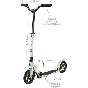 Micro Kickboard - Speed Deluxe Foldable Scooter, 180 mm 2-Wheeled, Adjustable Handlebars, Smooth, Quiet Ride, for Teens and Young Adults