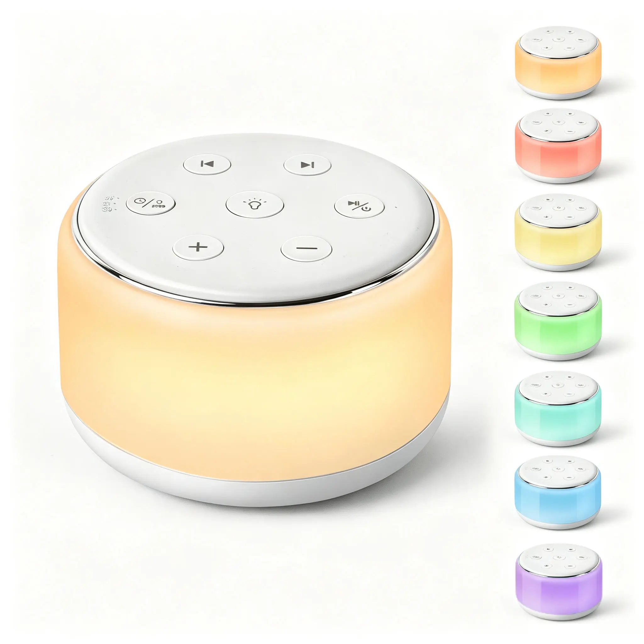 FamiSym White Noise Sound Machine with Night Light, 34 Soothing Sounds, Rechargeable Portable Audio Speaker for Baby Sleep, Home & Travel Use
