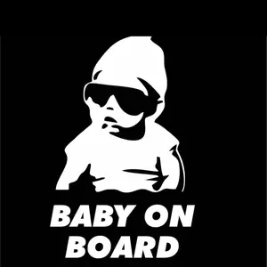 Baby Carlos Baby on Board Vinyl Car Decal for Cars and Trucks with Cool Sunglasses Design