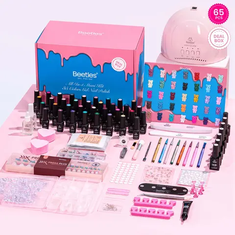 [TTS Exclusive]Beetles DEAL BOX Gel Nail Polish Kit with UV LED Lamp, 35 Colors 5ml, 65PCS All-in-One Nail Art Set with Base & Top Coats, Nail Tips, Glue & Tools, DIY Manicure Gifts for Women