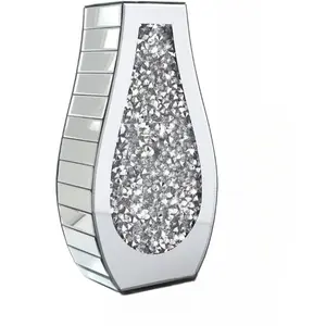 Crushed Diamond Mirror Vase Crystal Silver Glass Stunning Decorative Flower Luxury for Home Decor Light Wedding Ornaments Decoration