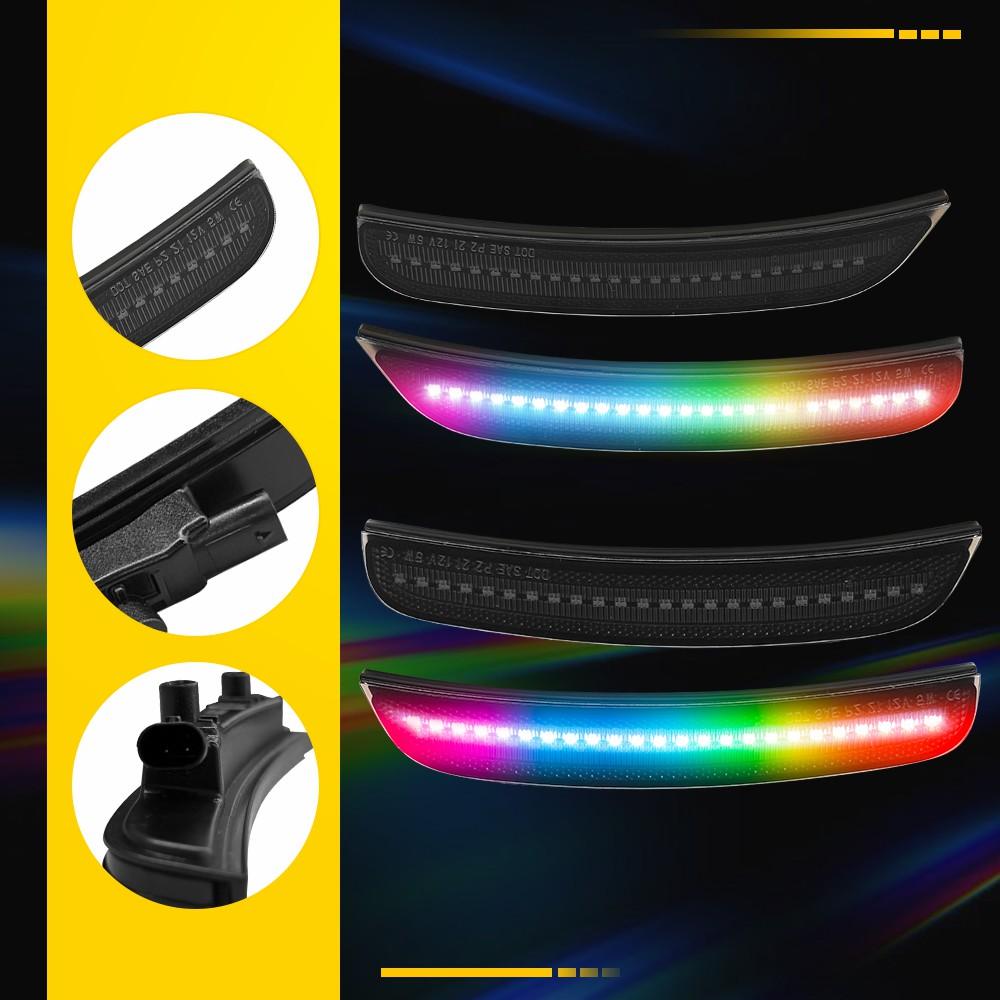 For Dodge Charger 2015-2023 RGB LED Side Marker Lights w/ Remote Control SMOKED4
