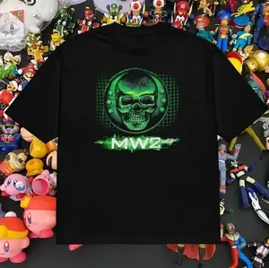 Gildan - VintagePromo Style Call Of Duty COD MW2 10th Prestige Skull Emblem T-Shirt