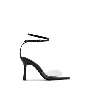 Rosalia Clear Strap Stiletto Heels – Black
