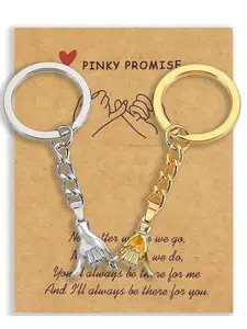 2PC Pinkie Promise Matching Keychain Set - Perfect Long Distance Relationship Gift for Boyfriend & Girlfriend - Ideal Valentine's Day Present